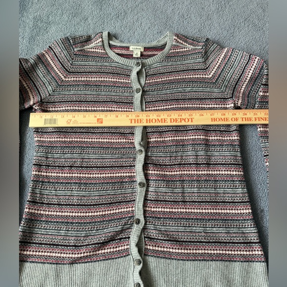 L.L. Bean Gray and Pink Striped Cardigan - Picture 5 of 8